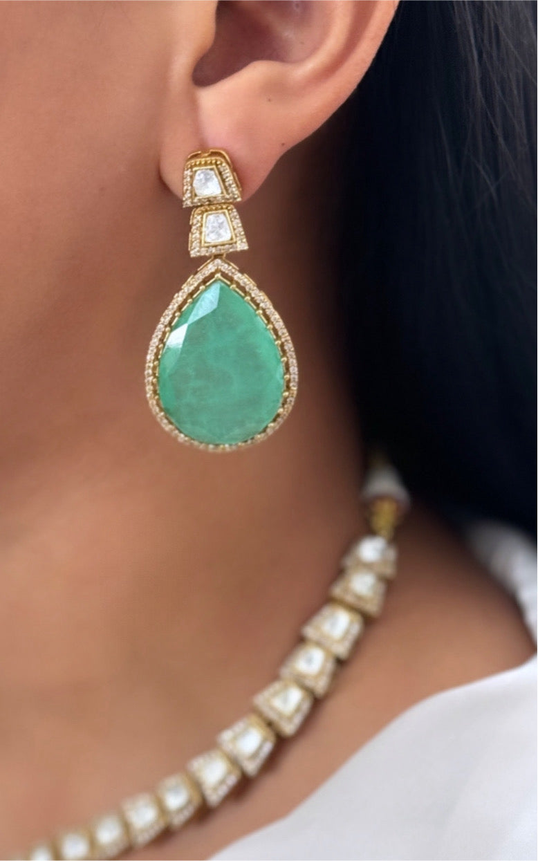 Wahiba Jade Moissanite Pendent Necklace Set