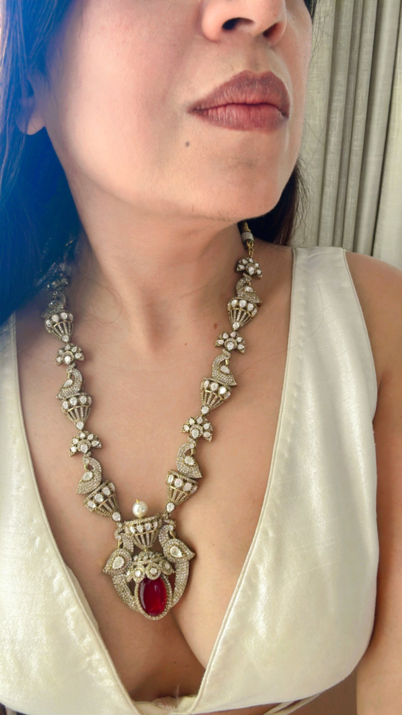 Zahra Ruby Polki Victorian Necklace Set