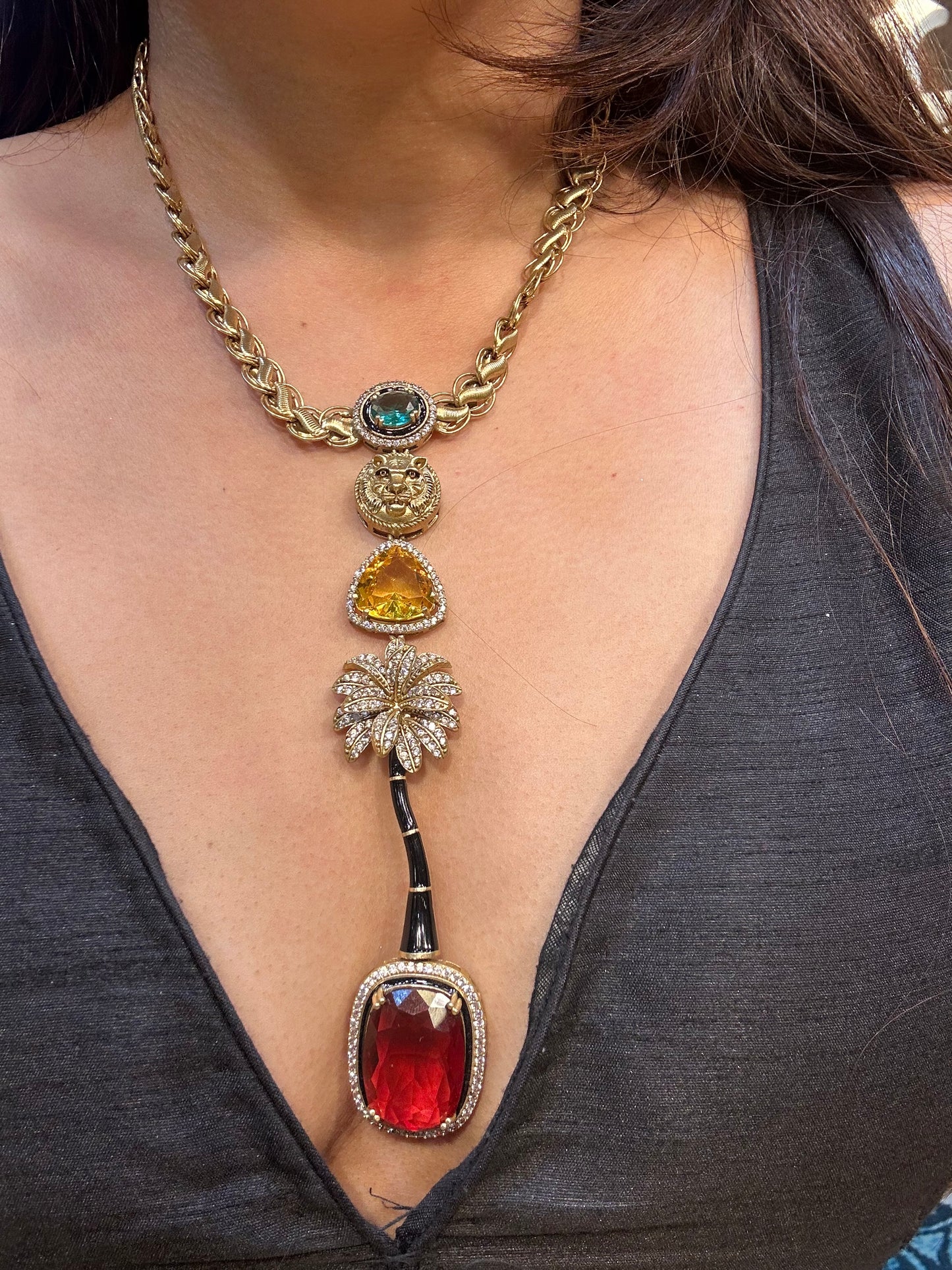 Sabyasachi inspired-Ruby Royal Bengal Tiger necklace set