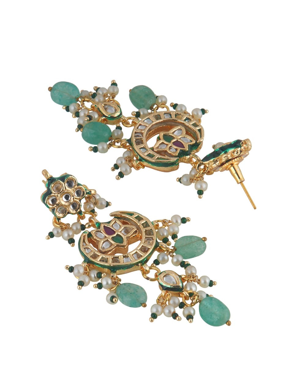 Bikaneri Mint Green Kundan Chaand Choker Necklace set