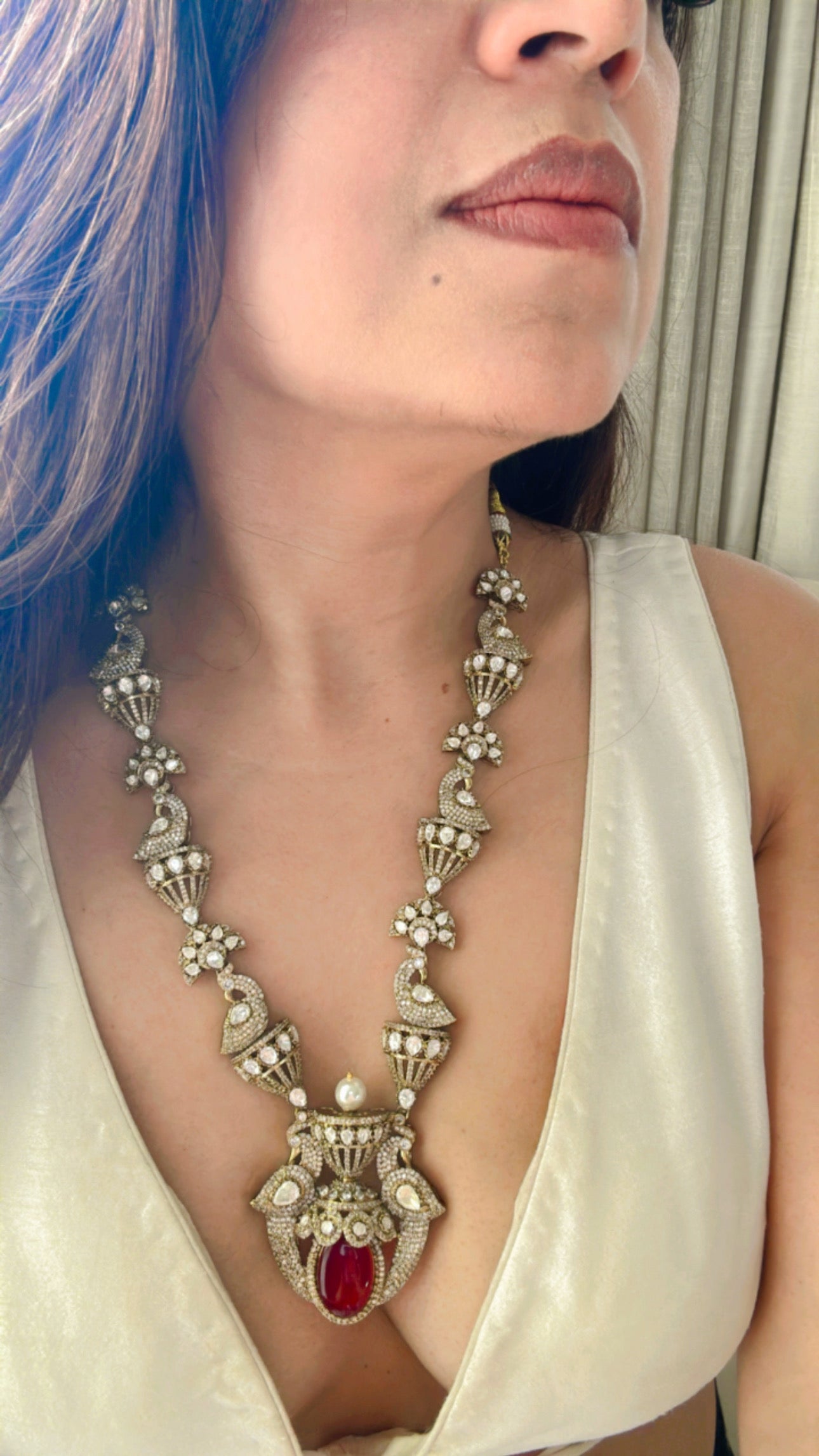 Zahra Ruby Polki Victorian Necklace Set