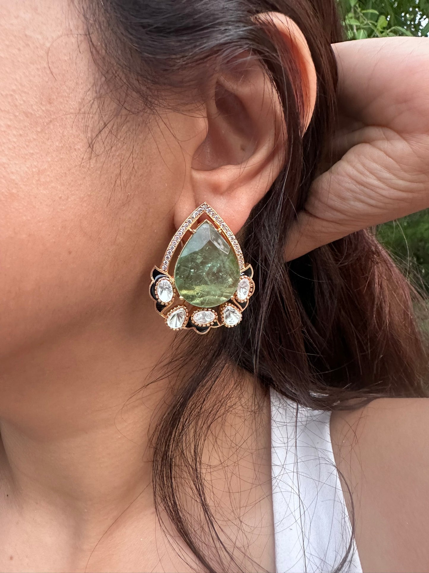 Emerald Aura Stud Earrings