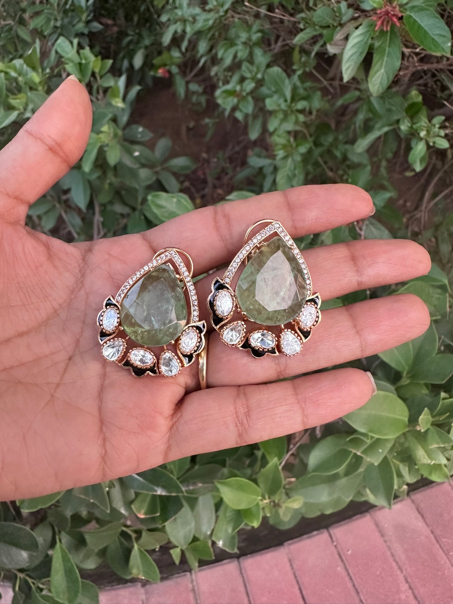 Emerald Aura Stud Earrings