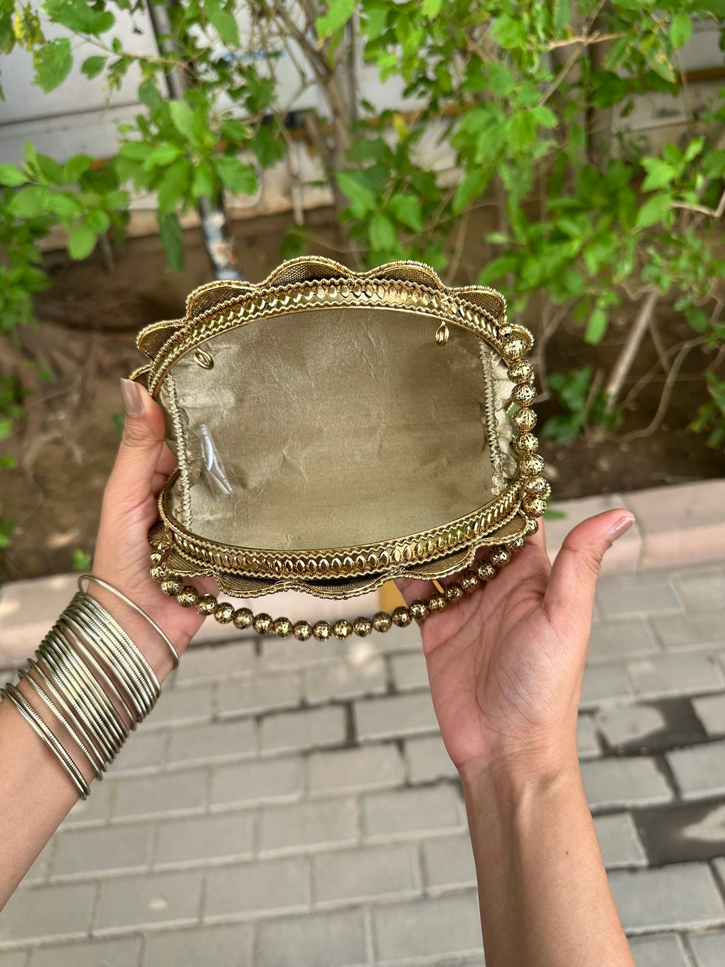 The Royal Palm Scalloped Minaudière Clutch