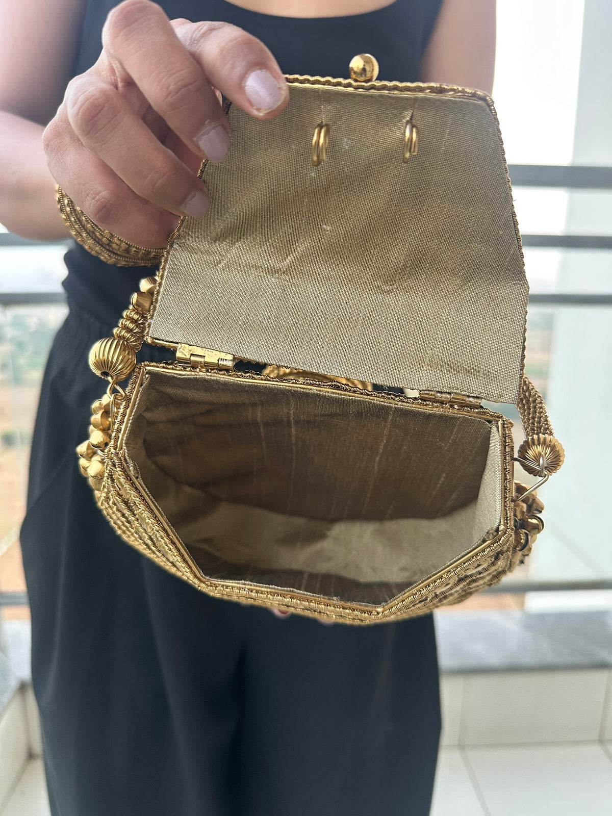 The ZARINA Antique Gold Metalwork Bag | Handcrafted Antique Gold Metal Mesh Bag Vintage Evening Clutch Purse