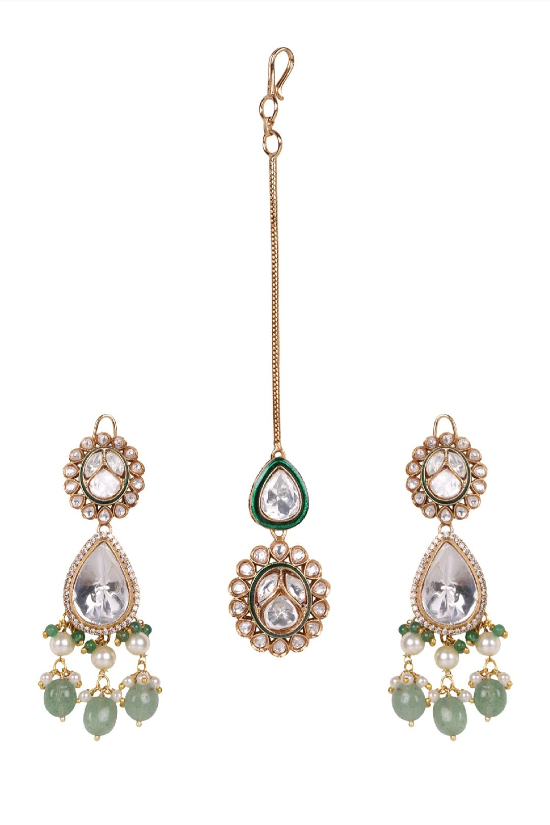 Handmade Polki Choker Set – Green Meenakari Kundan Bridal Jewelry Set