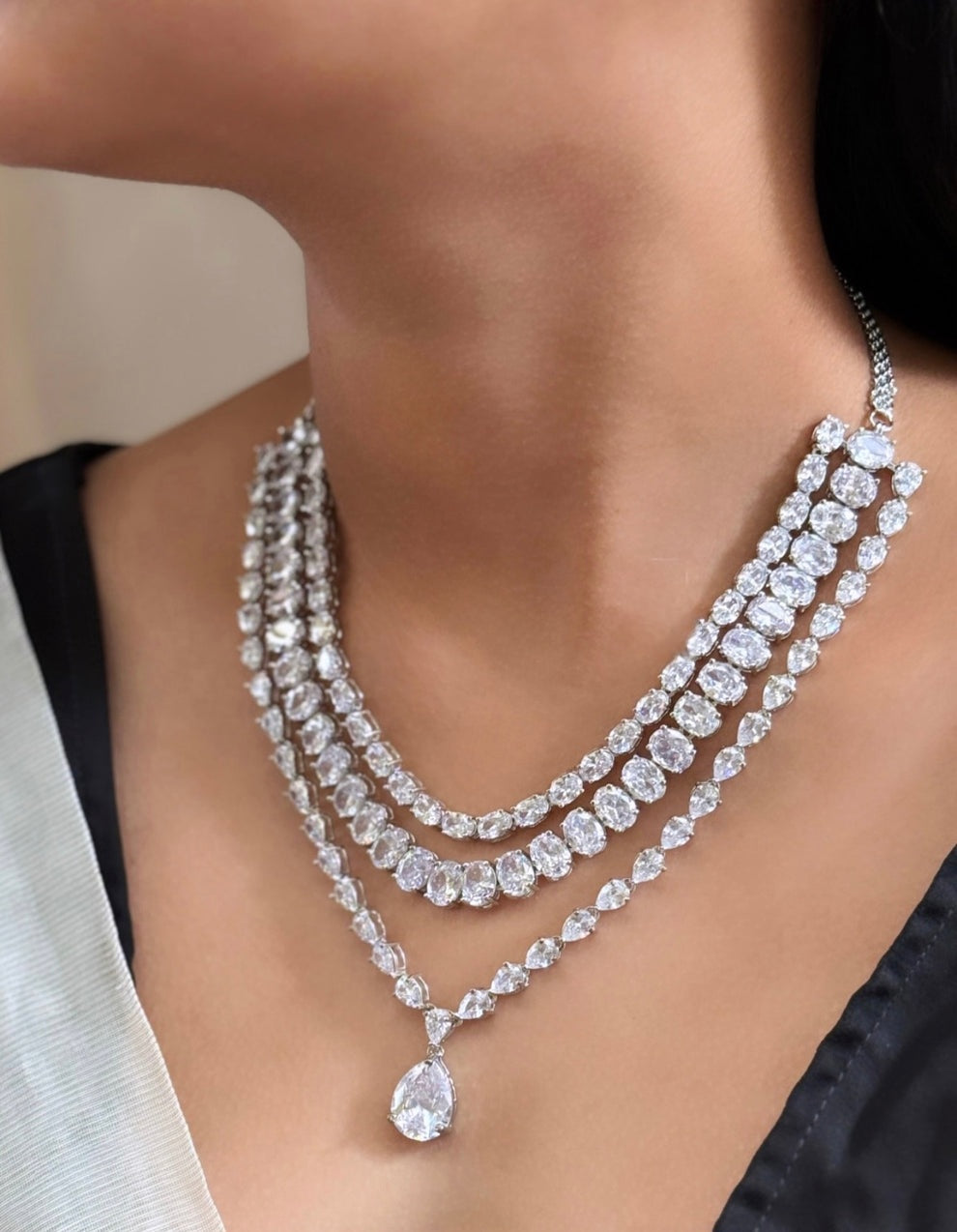 Mayra Zirconia American Diamond Necklace Set