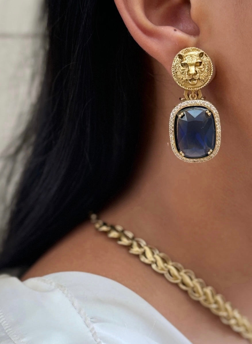 Sabyasachi inspired-Sapphire Royal Bengal Tiger necklace set