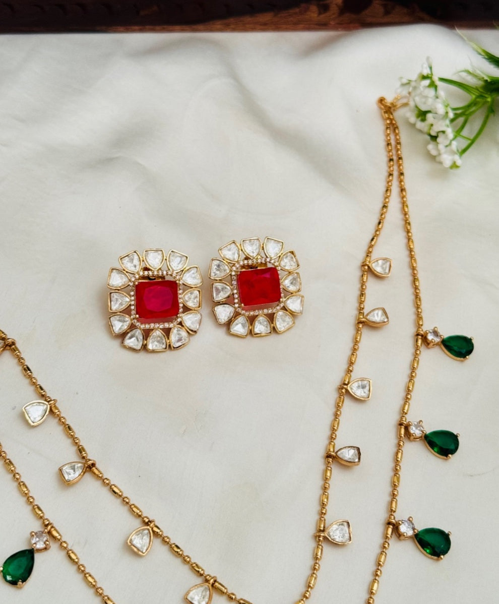 Khazin Indowestern Double layered Pendant Set