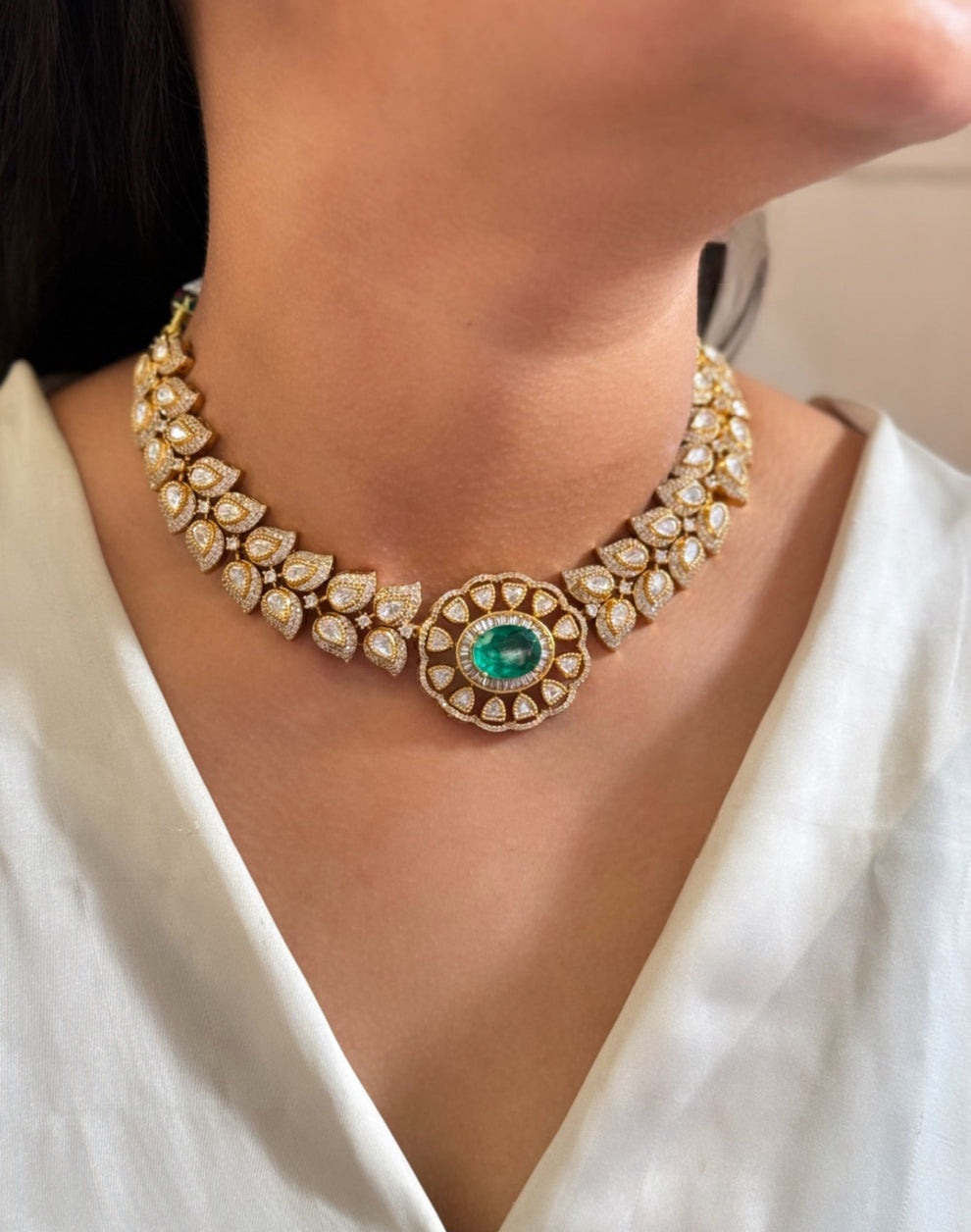 Gulzar Emerald Necklace Set