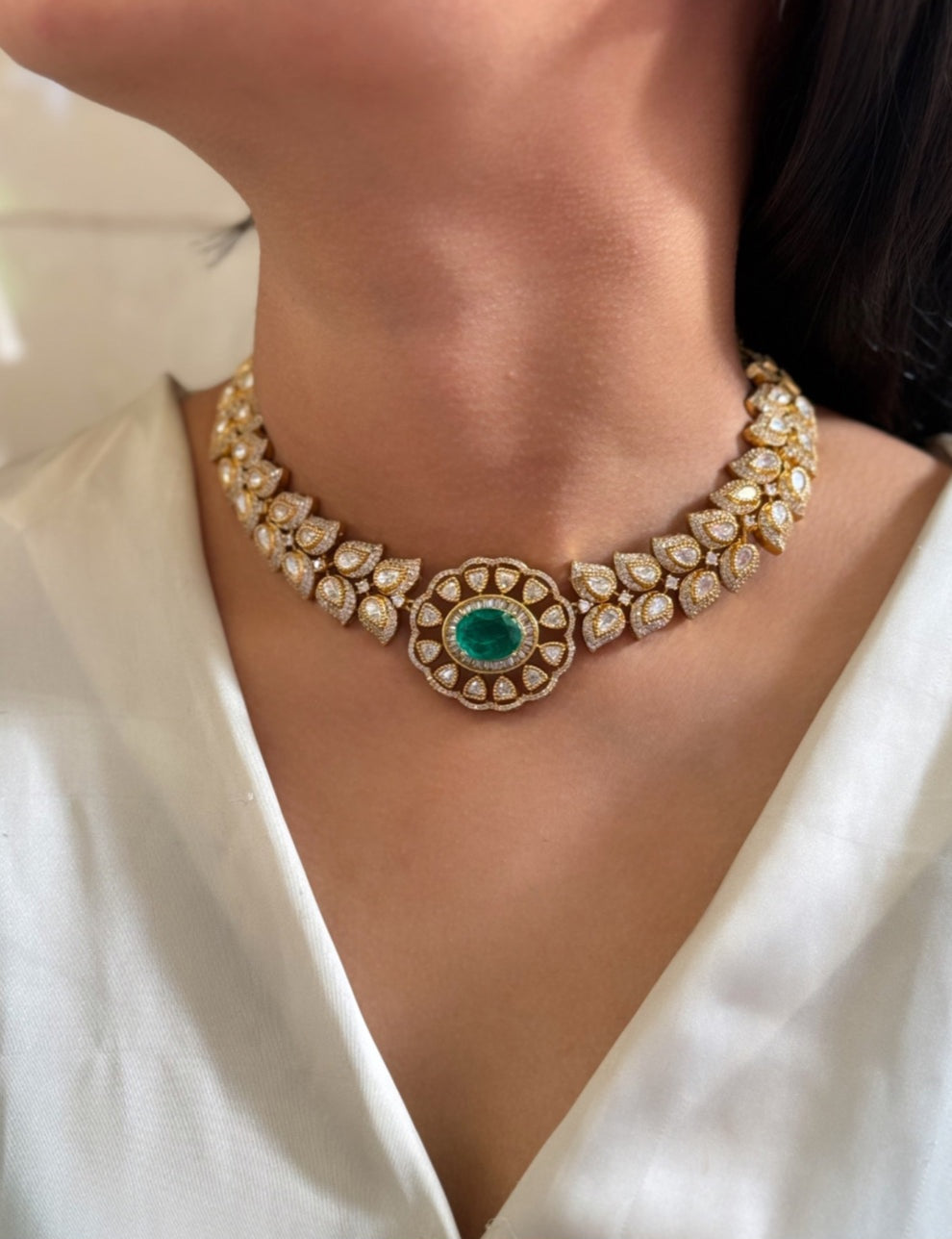 Gulzar Emerald Necklace Set