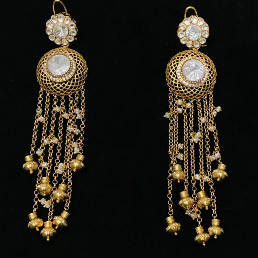 Noor Jaal Kundan Polki Cascade Earrings