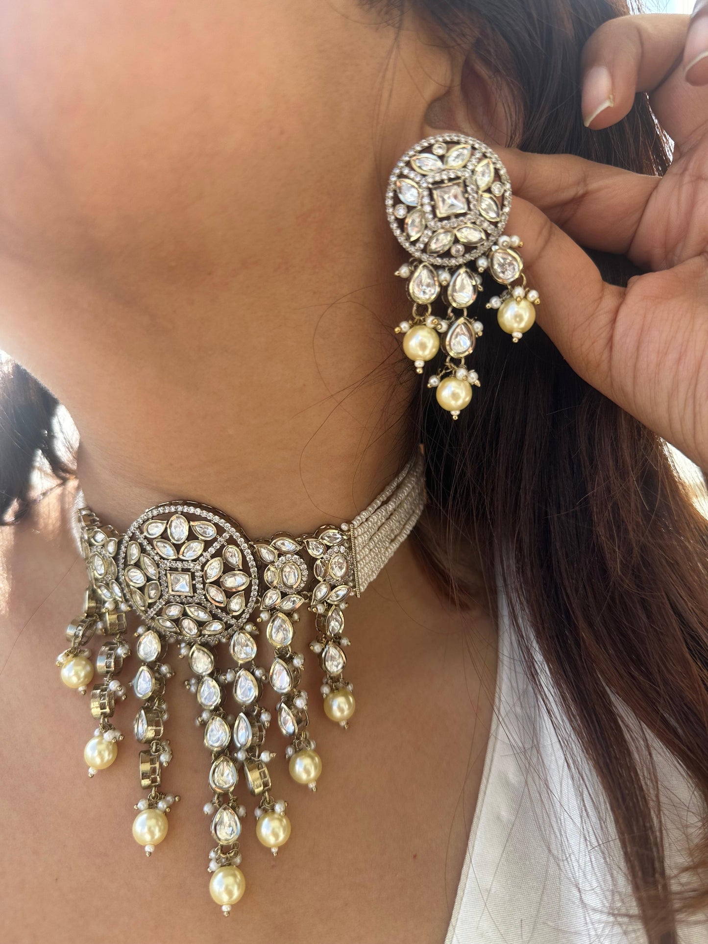 Mahira Polki Mossainite Choker set