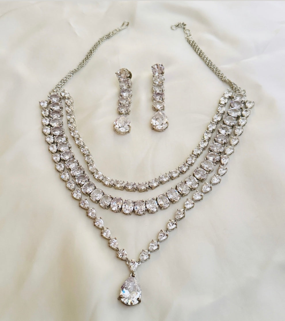 Mayra Zirconia American Diamond Necklace Set