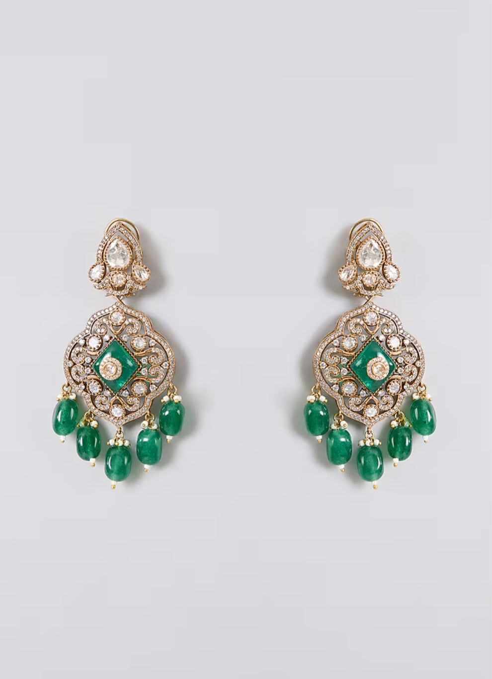 Nooran Moissanite polki bridal Set with emeralds