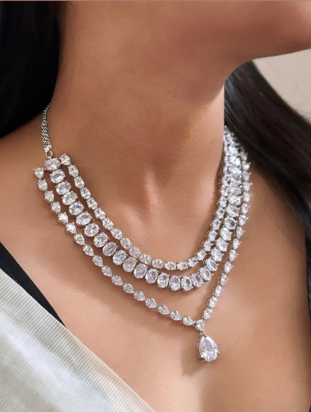 Mayra Zirconia American Diamond Necklace Set