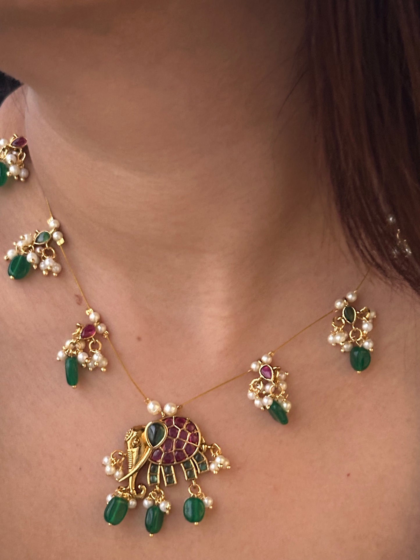 Invisible Chain Necklace Set-Gajanan