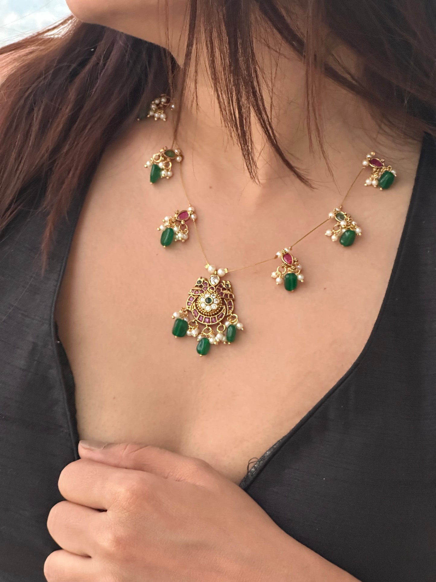 Invisible Chain Necklace Set-Mohini