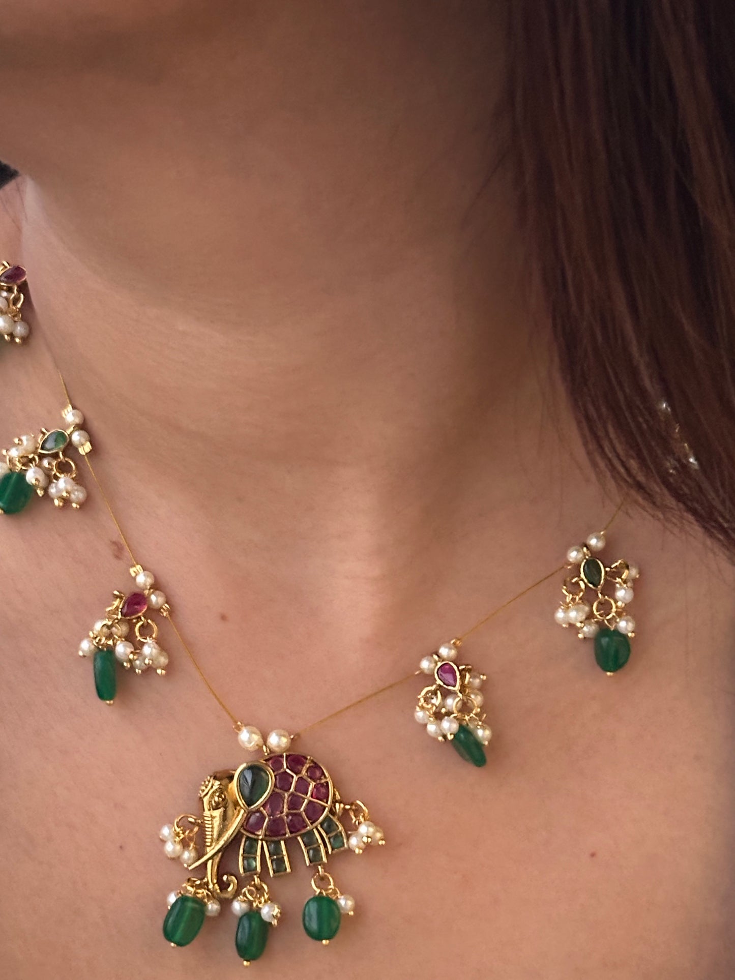 Invisible Chain Necklace Set-Gajanan