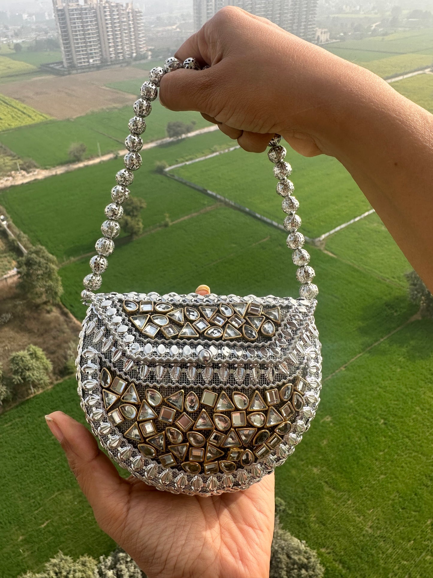 Riwaz Kundan Mini Clutch Bag