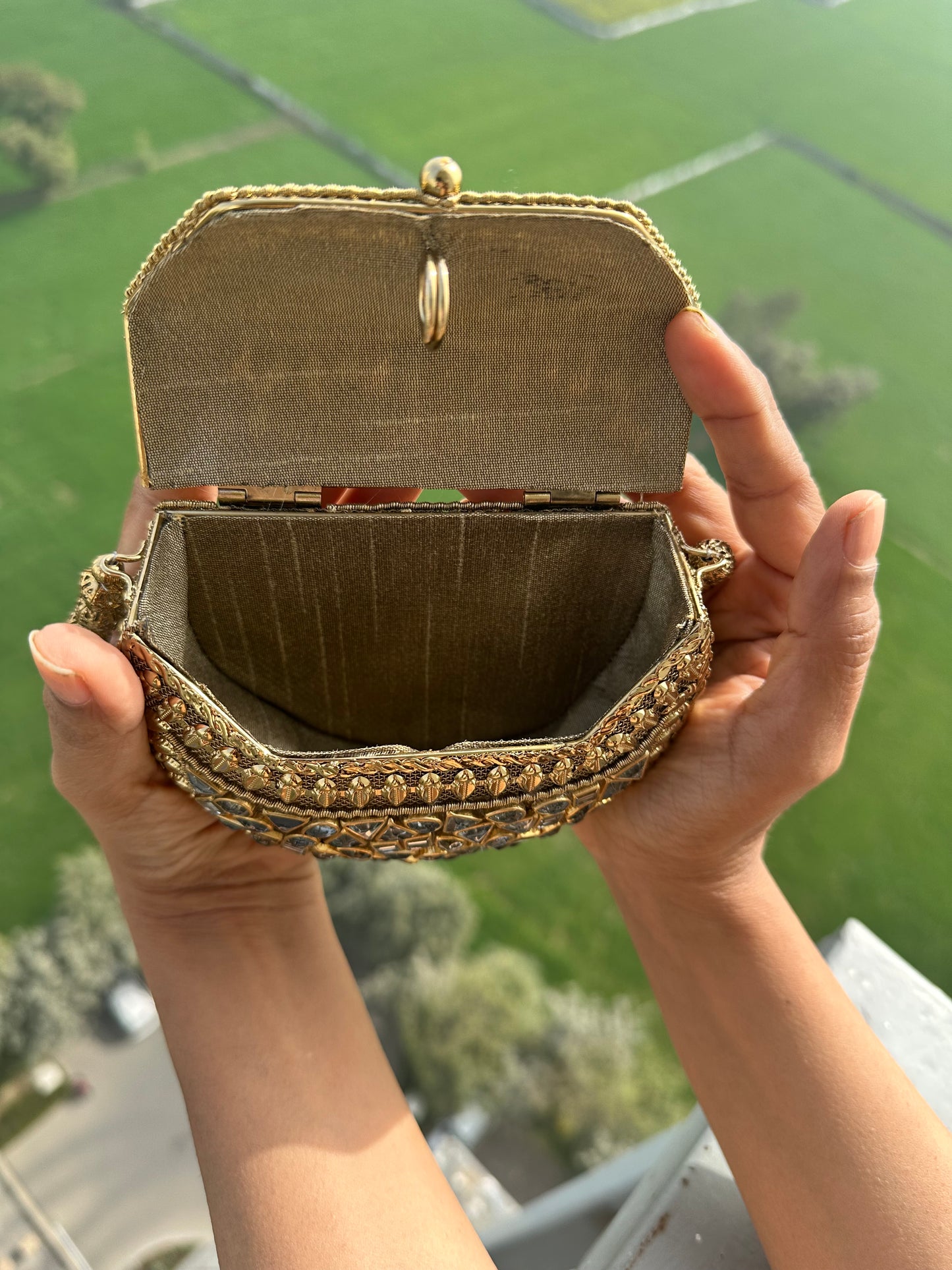 Riwaz Kundan Mini Clutch Bag