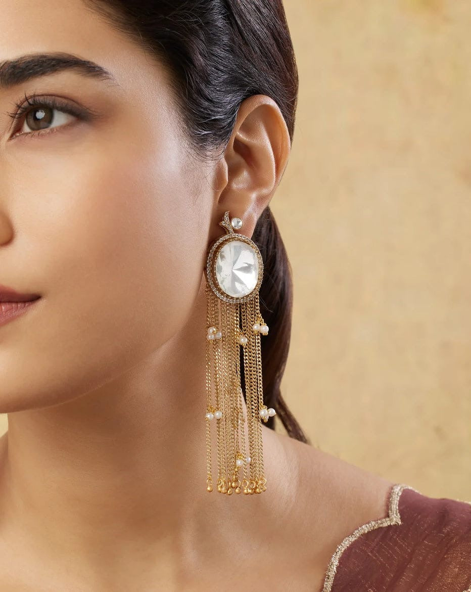 Noor Cascade Polki Moissanite Earrings
