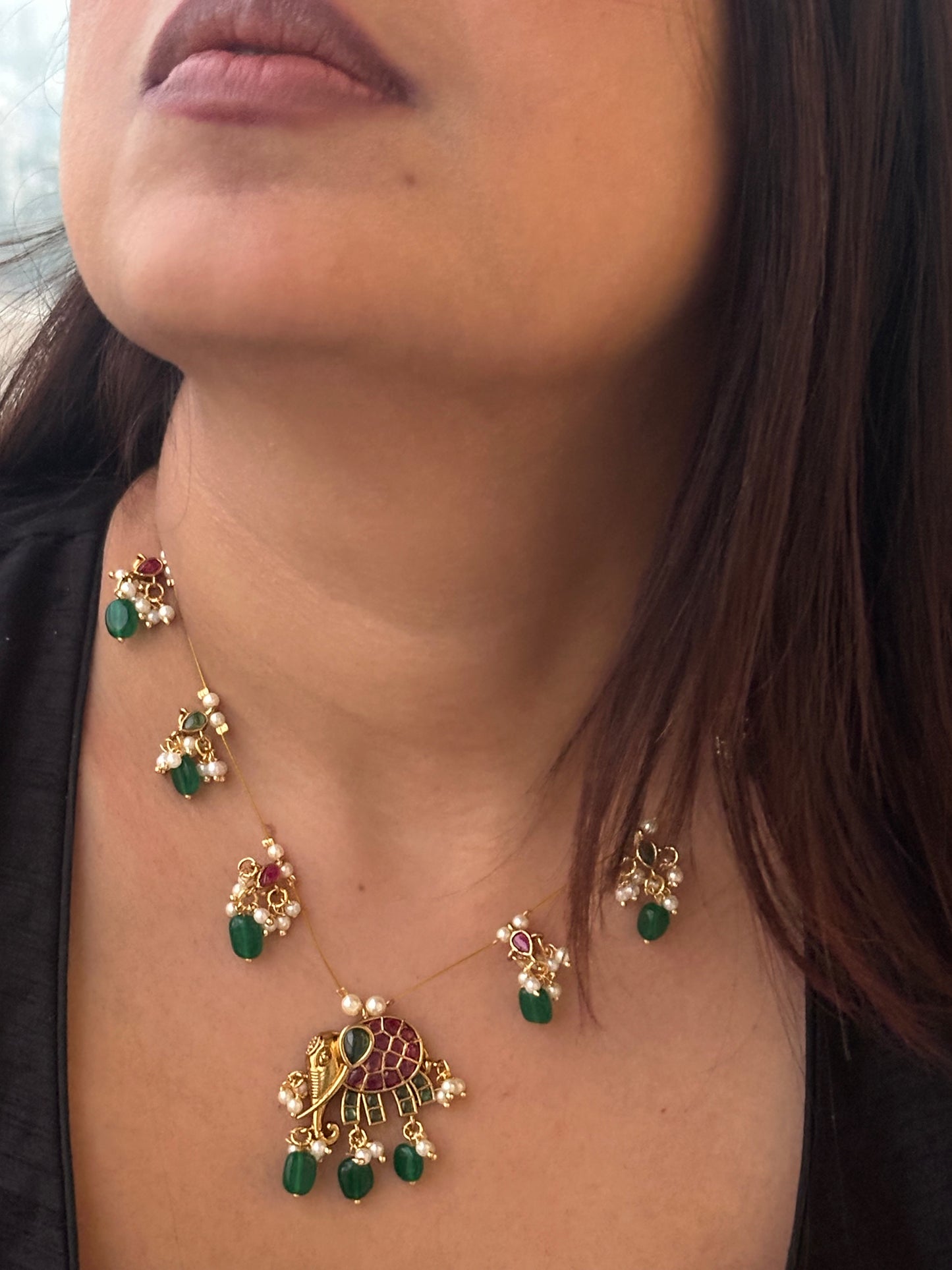 Invisible Chain Necklace Set-Gajanan