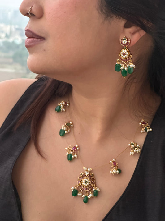 Invisible Chain Necklace Set-Mohini