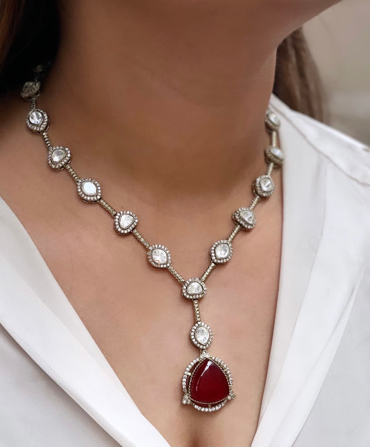 Vartika Ruby Kundan Pendant Set
