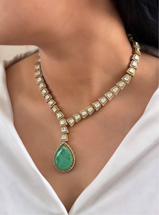 Wahiba Jade Moissanite Pendent Necklace Set