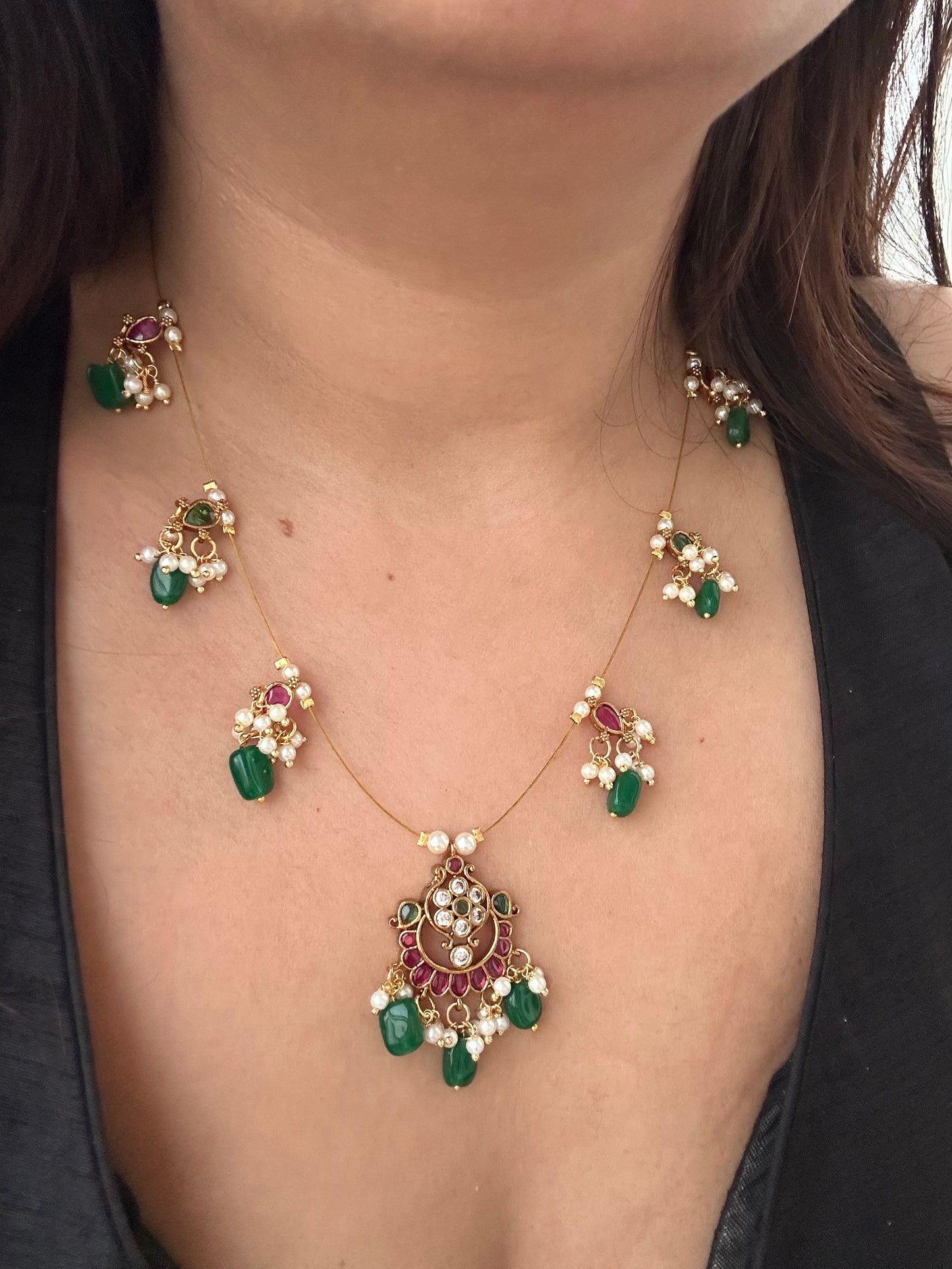 Invisible Chain Necklace Set-Vamika