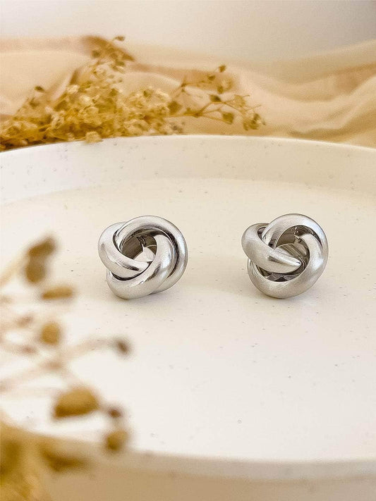 Love Knot Matt Silver Stud Earrings