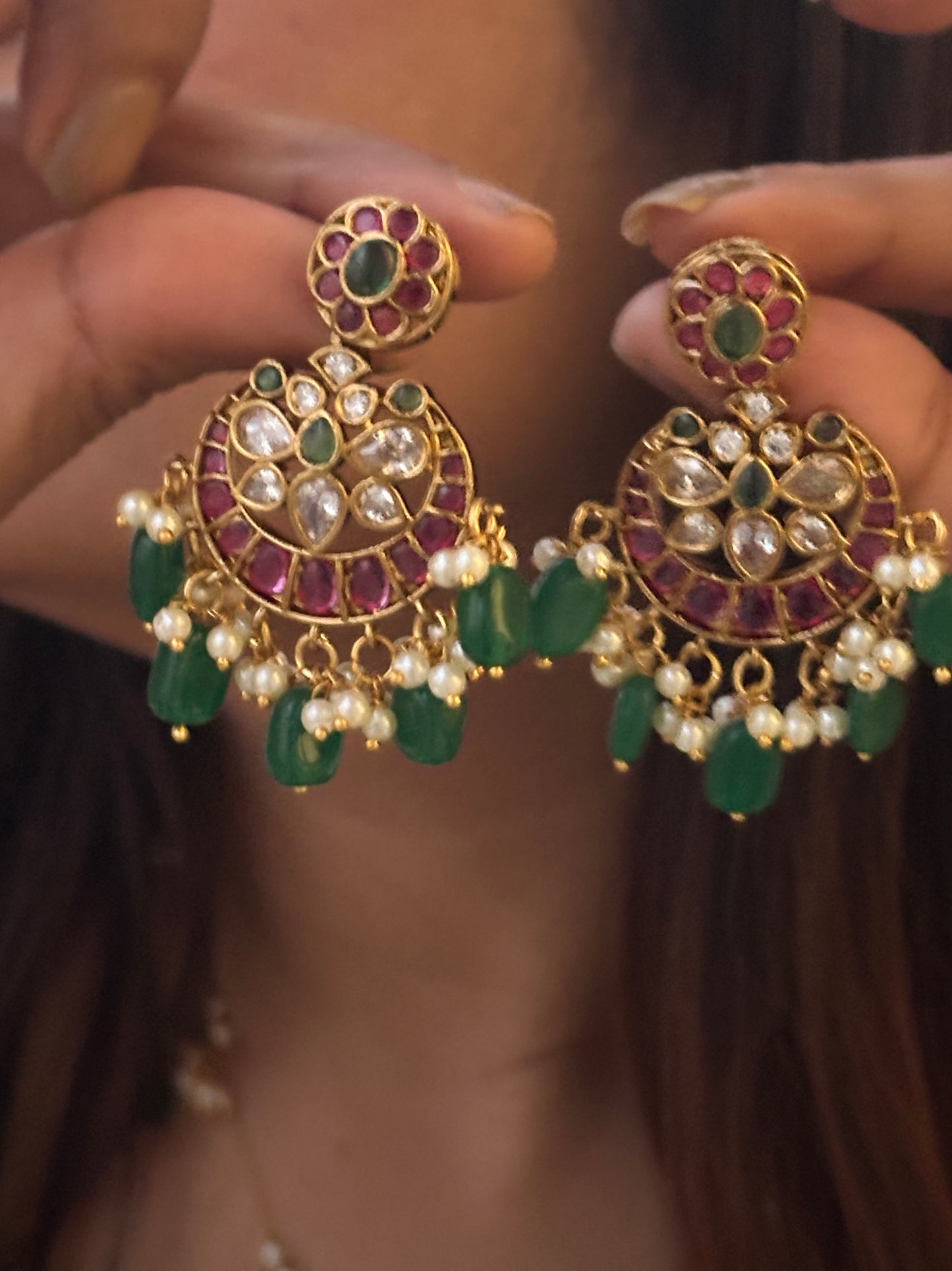 Invisible Chain Necklace Set-Chaandbaali style