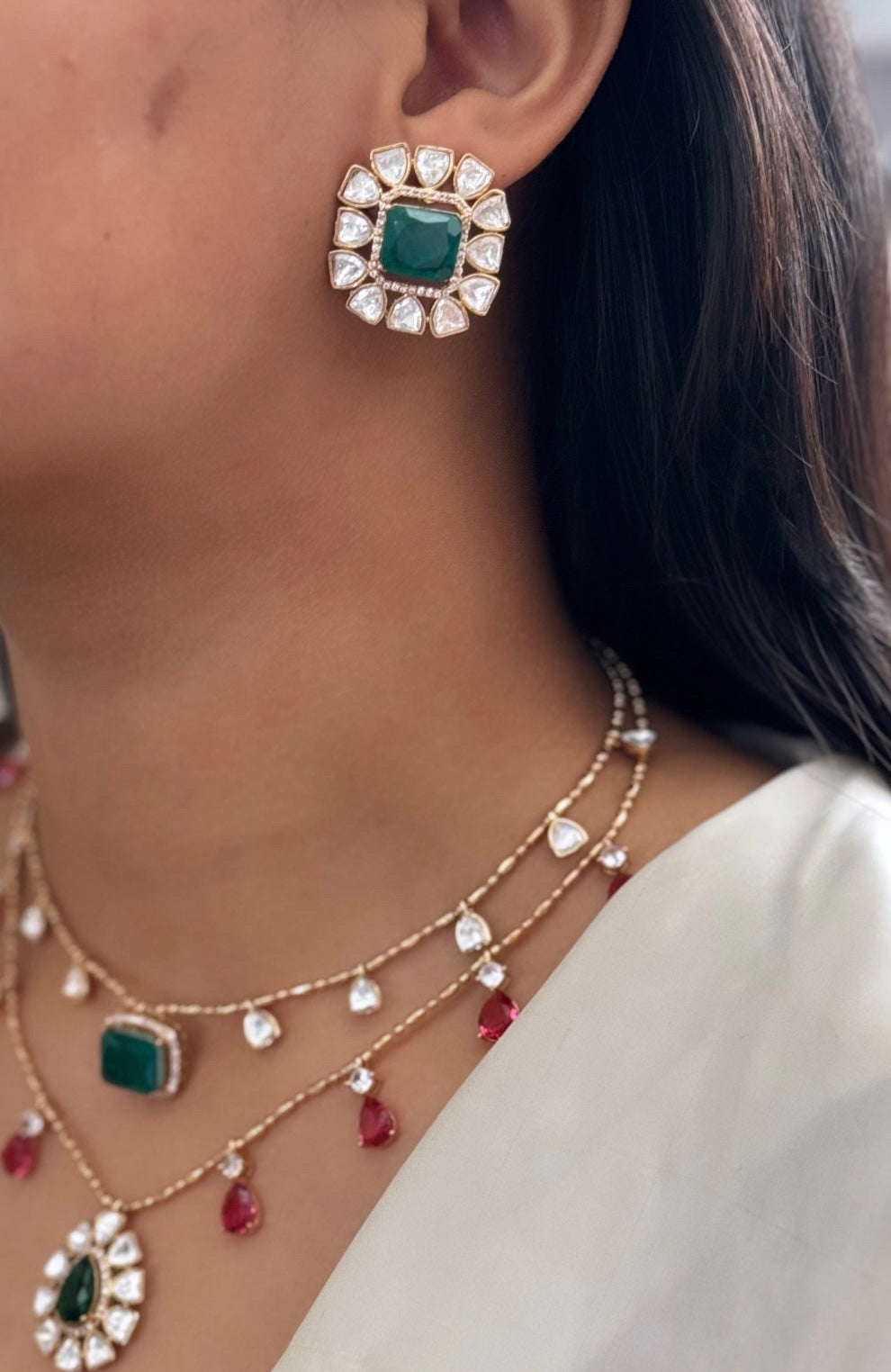 Khazin Indowestern Double layered Pendant Set