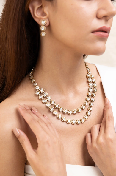 Polki Kundan Varnika Layered Necklace Set