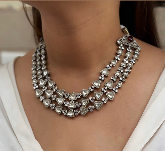 Ranisa Kundan polki layered Necklace Set