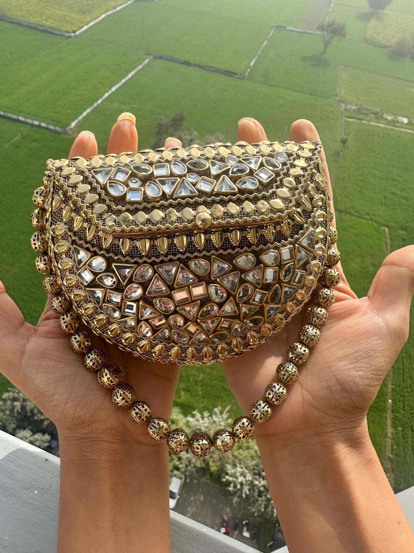 Riwaz Kundan Mini Clutch Bag