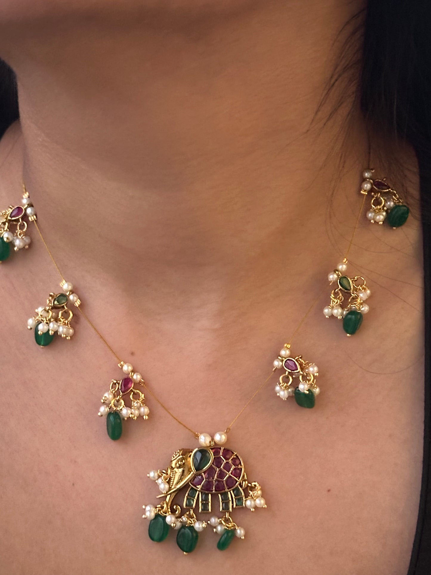 Invisible Chain Necklace Set-Gajanan