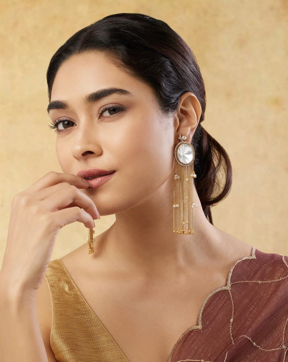 Noor Cascade Polki Moissanite Earrings