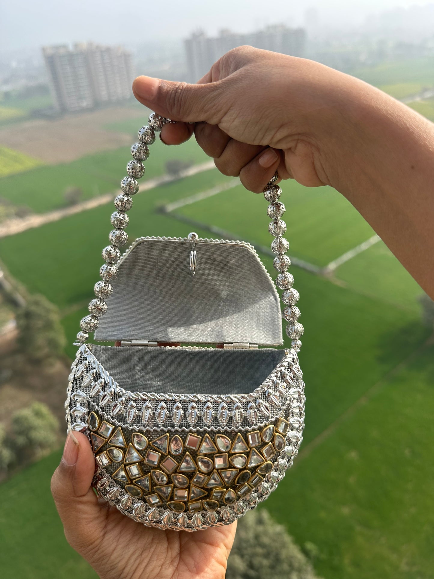 Riwaz Kundan Mini Clutch Bag