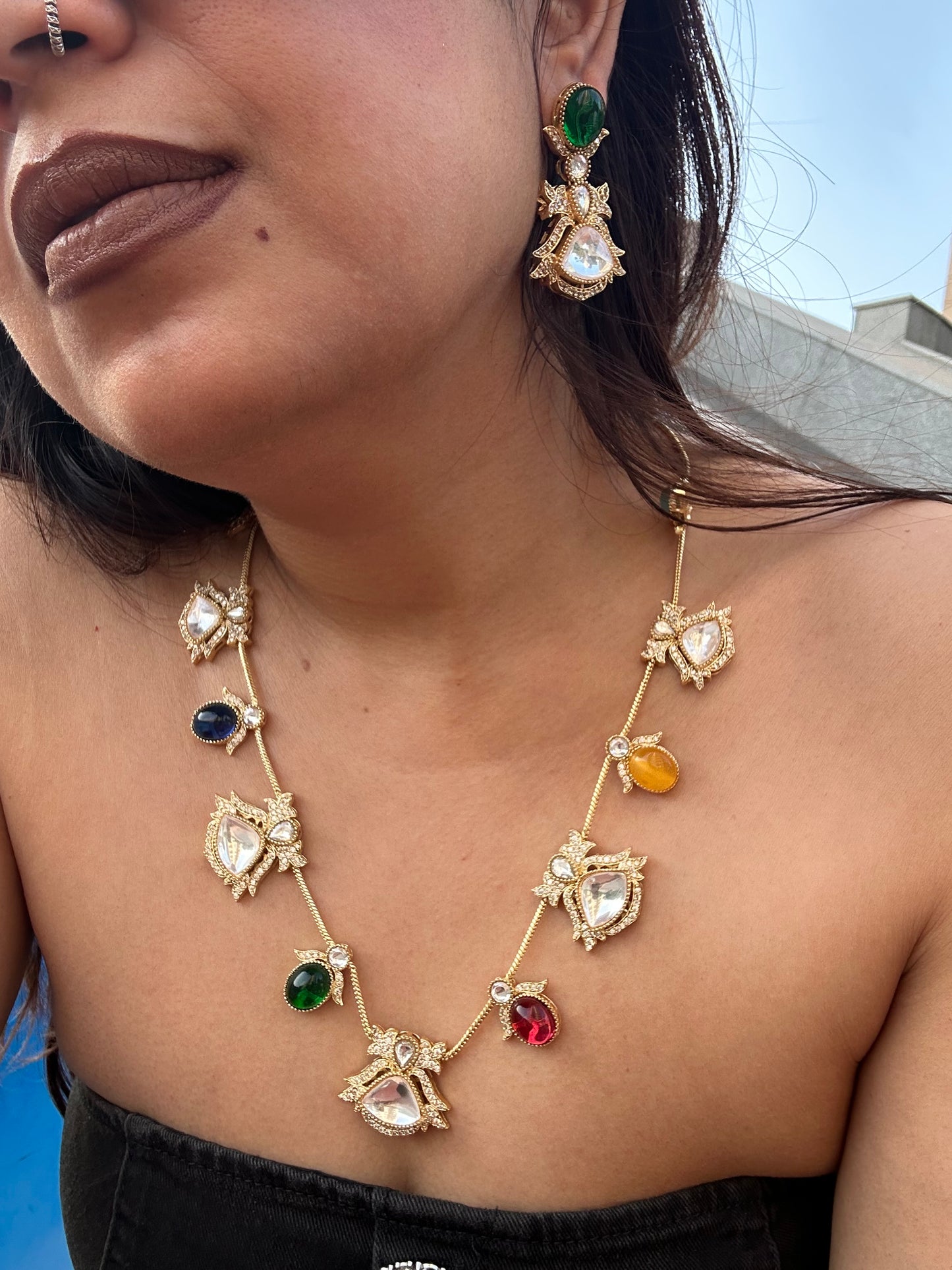 Navratna Necklace Set