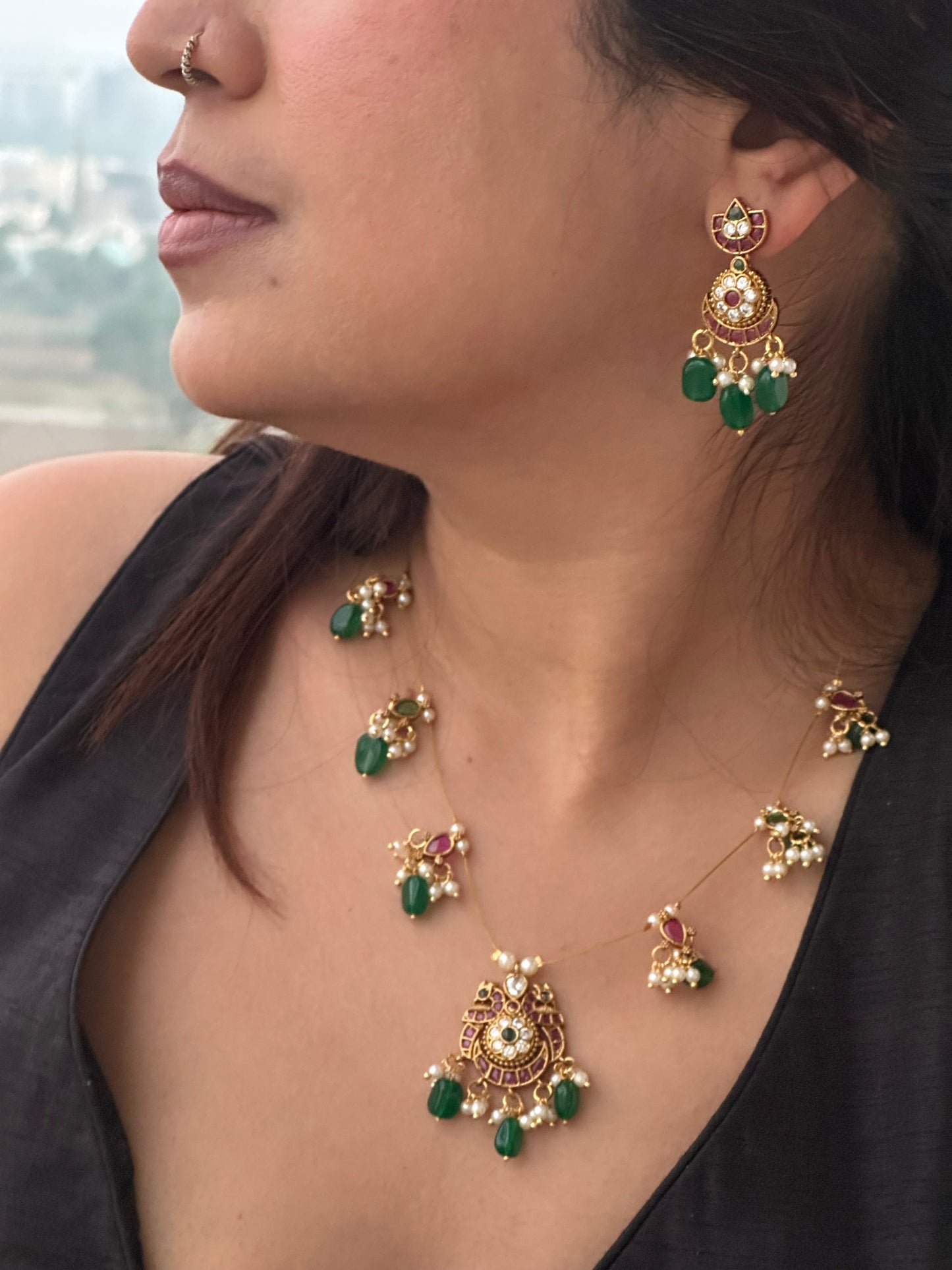 Invisible Chain Necklace Set-Mohini