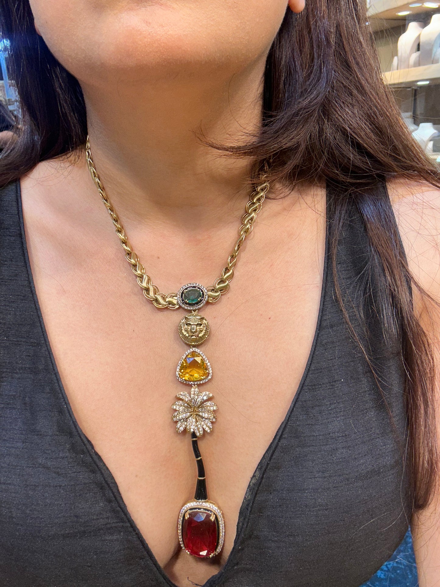 Sabyasachi inspired-Ruby Royal Bengal Tiger necklace set