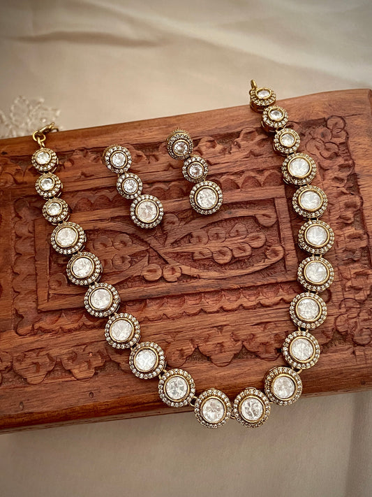 Victorian Antique Polki Kundan Necklace Set