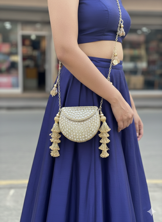 Noor-e-Zari Mini Clutch Bag with Tassles and Charms