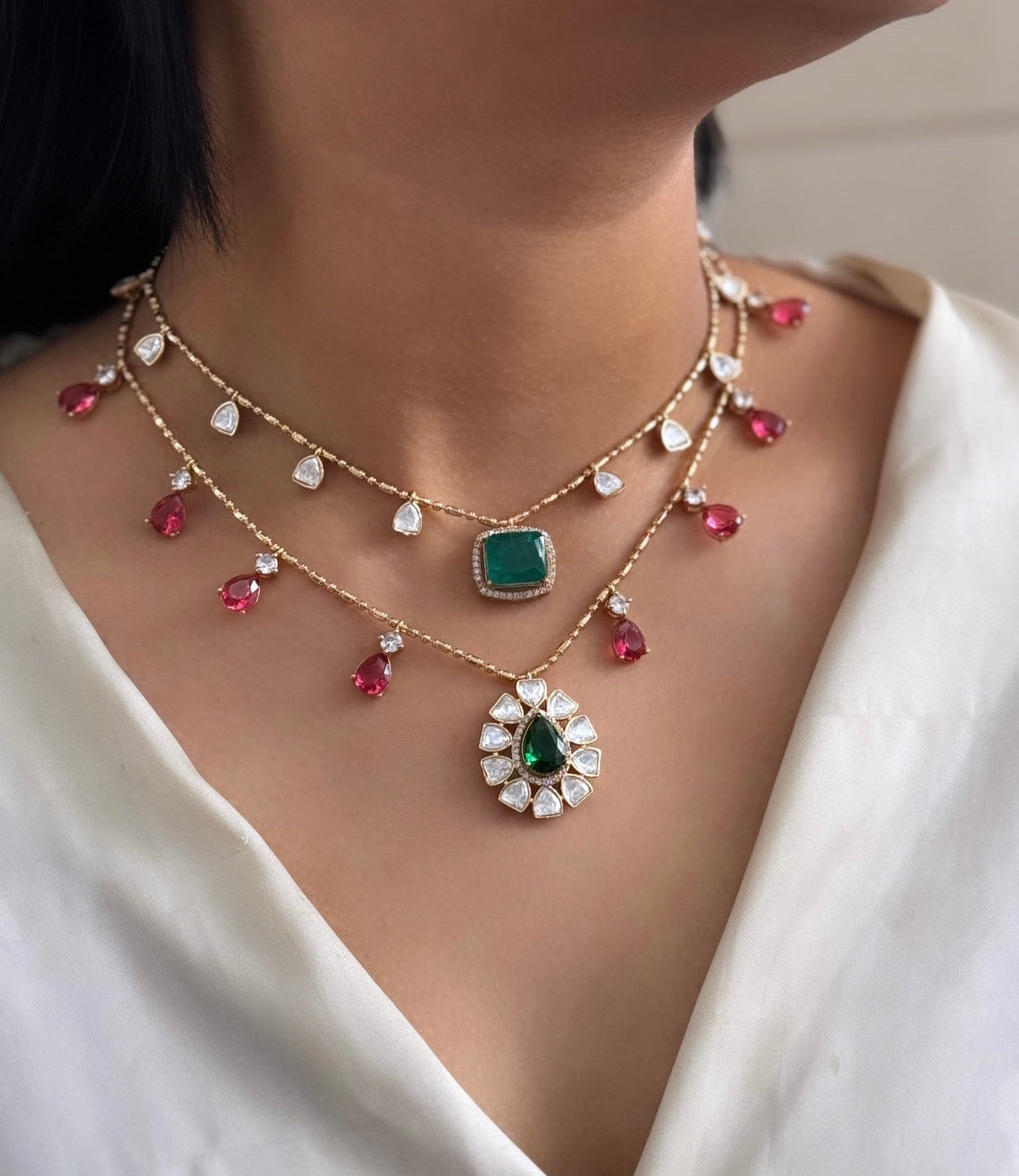 Khazin Indowestern Double layered Pendant Set