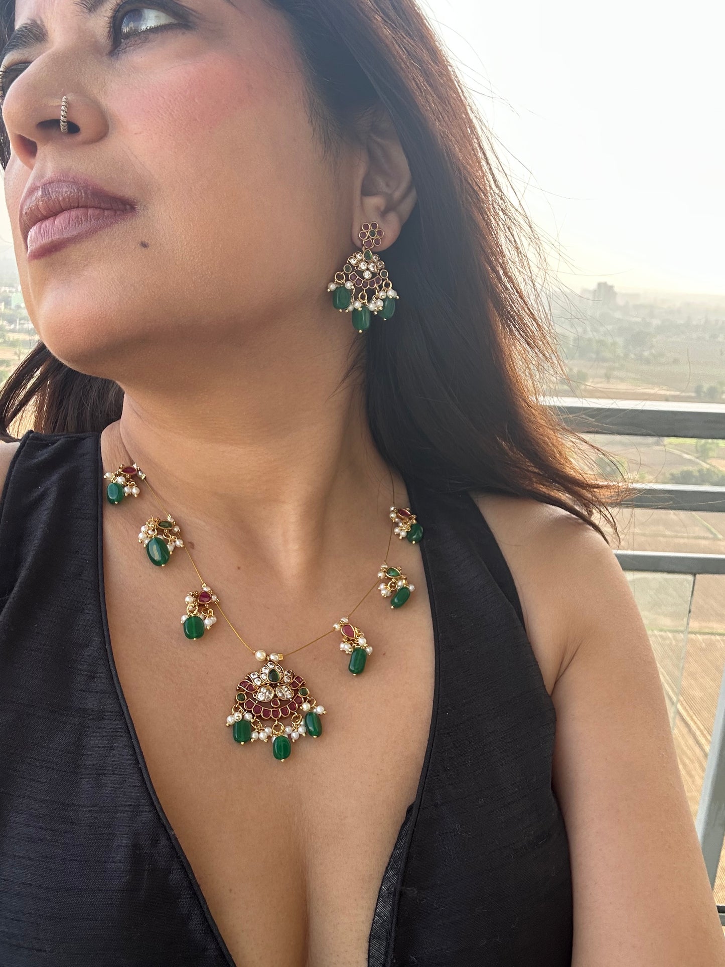 Invisible Chain Necklace Set-Mandakini