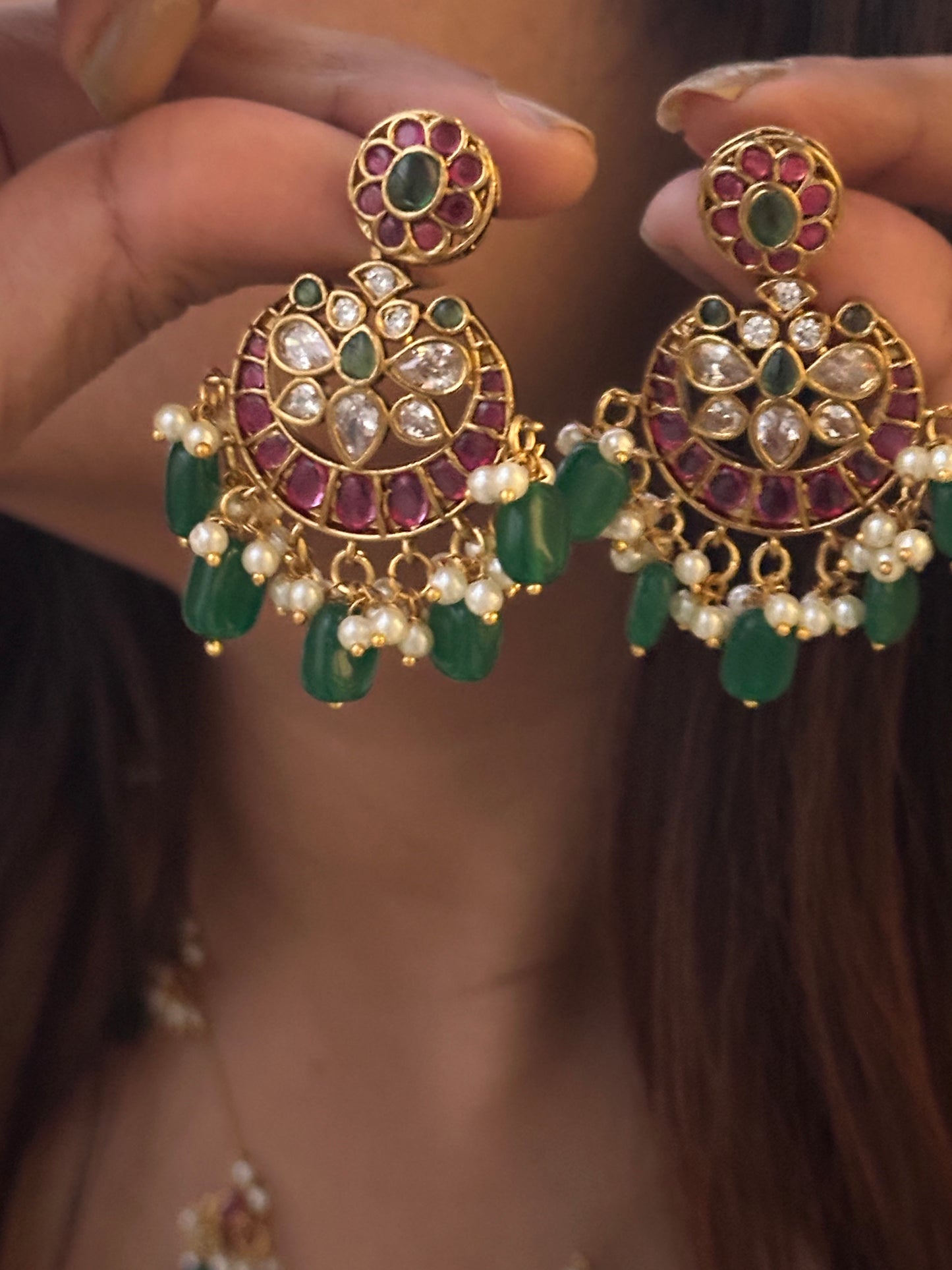 Invisible Chain Necklace Set-Chaandbaali style