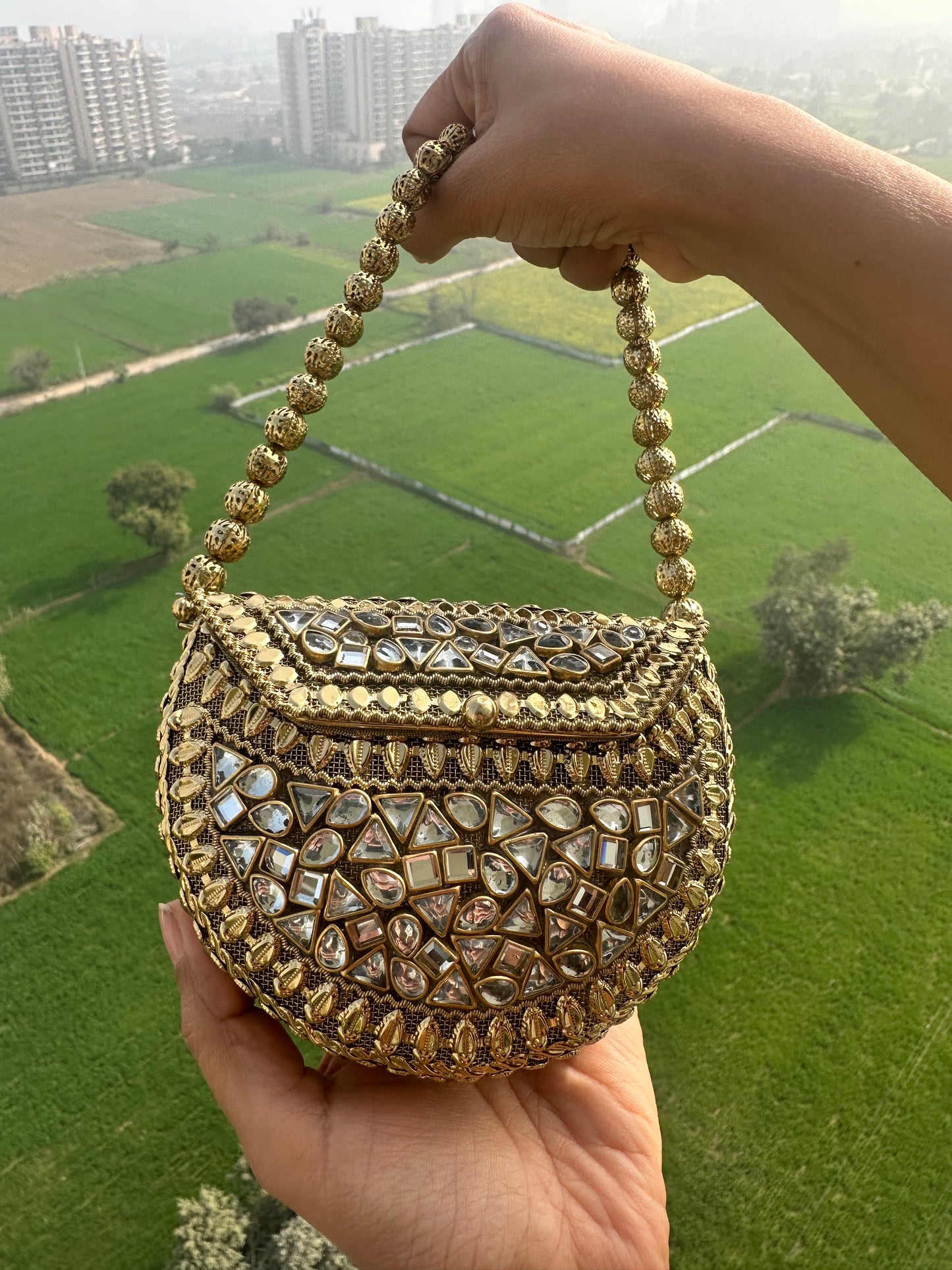 Riwaz Kundan Mini Clutch Bag