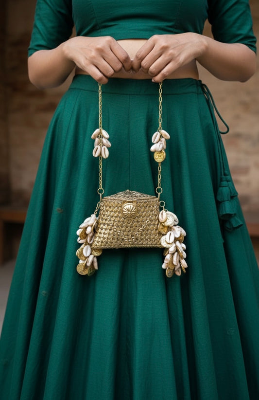 Ziva Cowrie (Shell) Viral Nano Clutch bag-Bridal Accessory